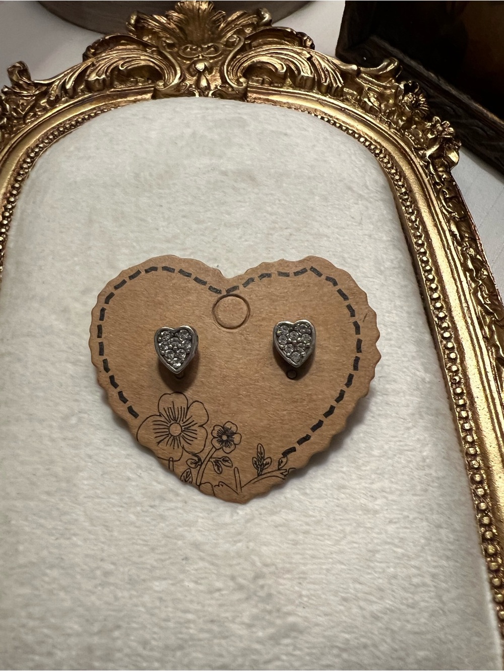 Brighton Silver Heart Crystal Stud Earrings